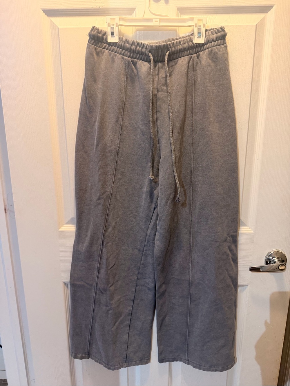 Zara Gray Elastic-Waist Wide Legs sweat Pants